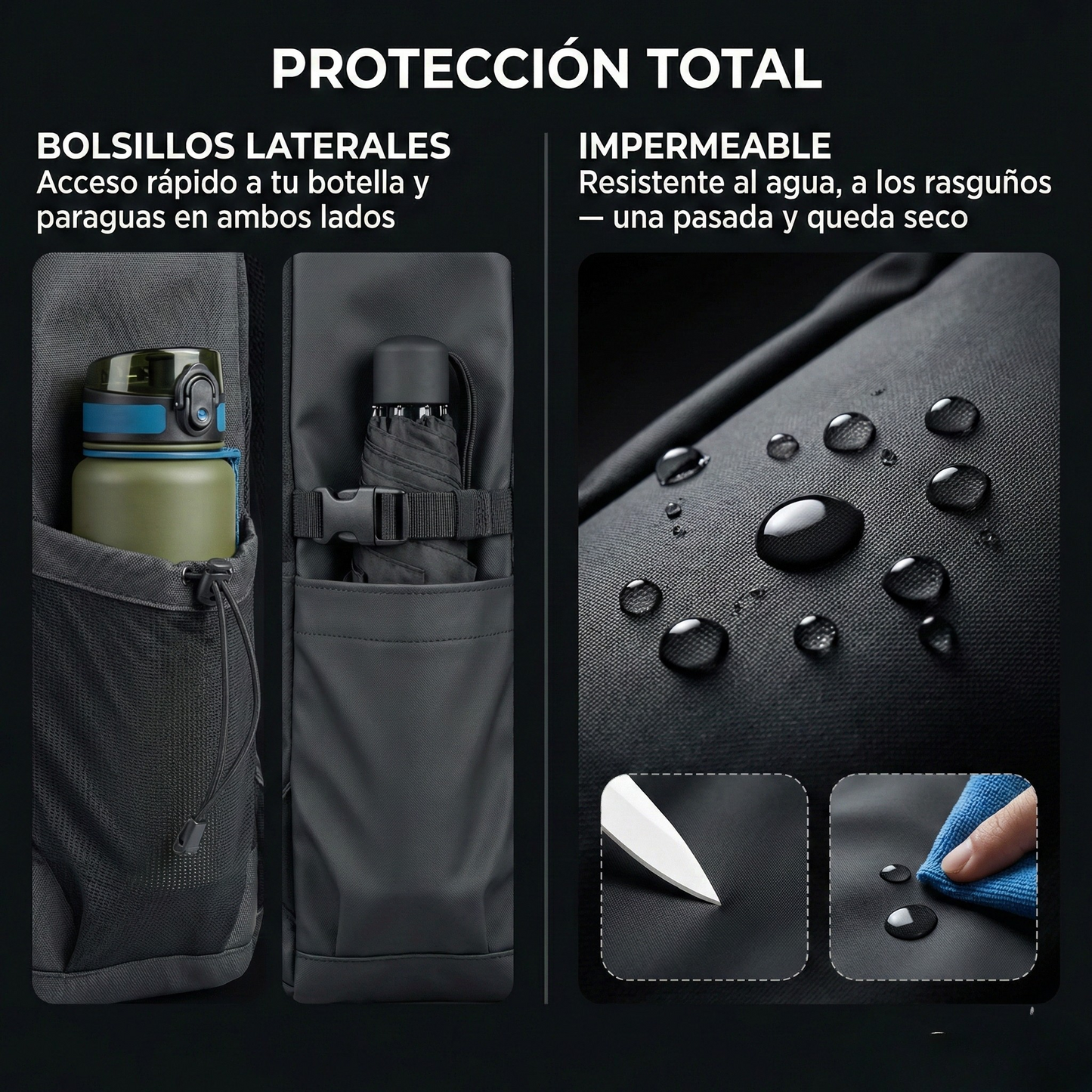 Bakku Compact — Mochila Ligera Impermeable Urbana
